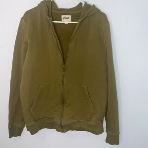 Pact Womens L Full Zip Hoodie Sweatshirt Jacket Organic Cotton Olive Green